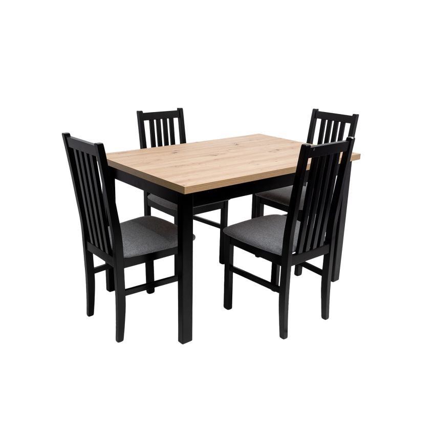 Set masa MB-13 (Alba 1s) negru/stejar artizan, cu 4 scaune S-38 (ontika1) C90