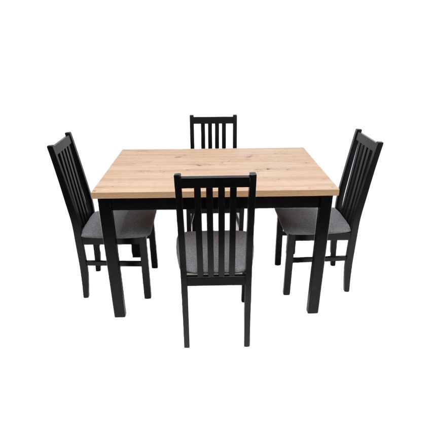Set masa MB-13 (Alba 1s) negru/stejar artizan, cu 4 scaune S-38 (ontika1) C90