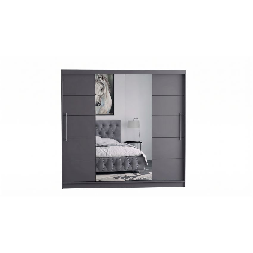Dressing Sara, cu oglinda, 200x200x60 cm, gri