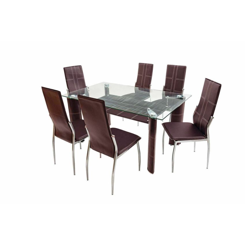 Set masa mb-06m cu 6 scaune s-07m, maro