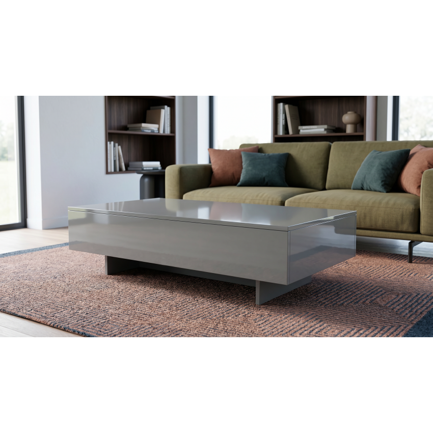 Masa cafea HT-005, 115x55x31 cm, gri, MDF lucios