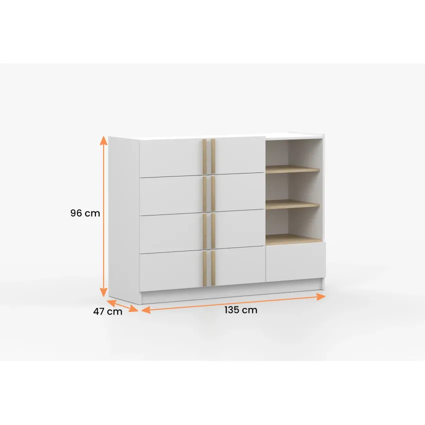 Comoda Solo 5s, 135x96x47 cm, alb