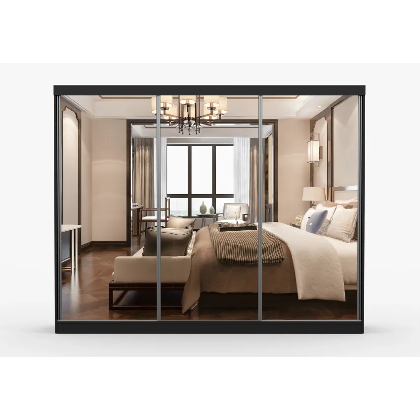 Dressing Milan, cu oglinda, 250x215x64 cm, negru