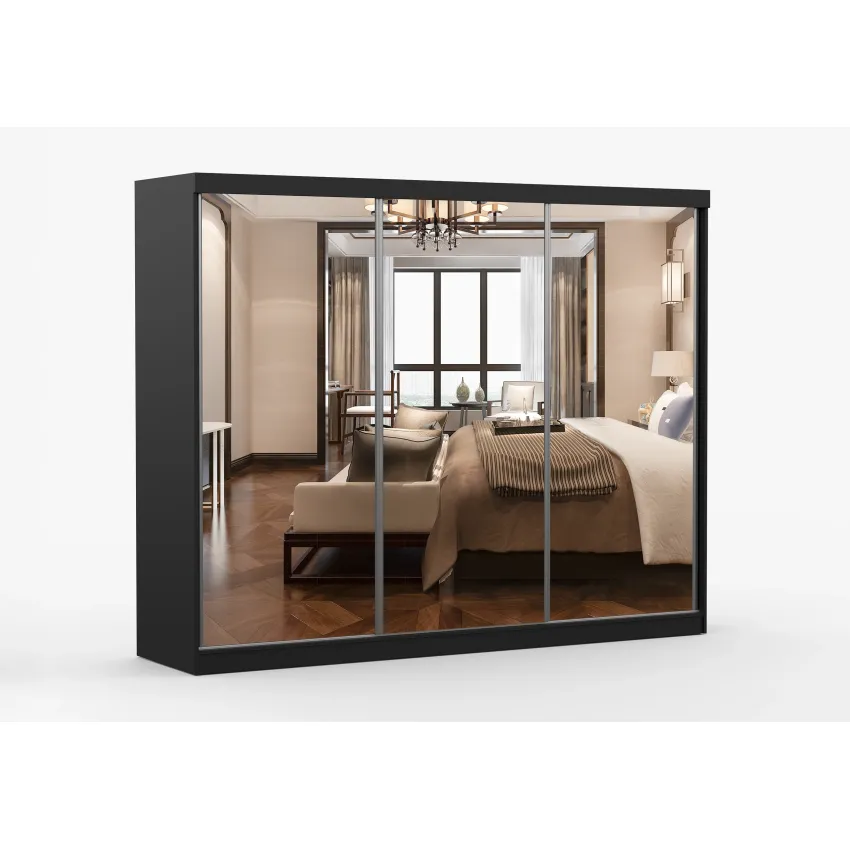 Dressing Milan, cu oglinda, 250x215x64 cm, negru