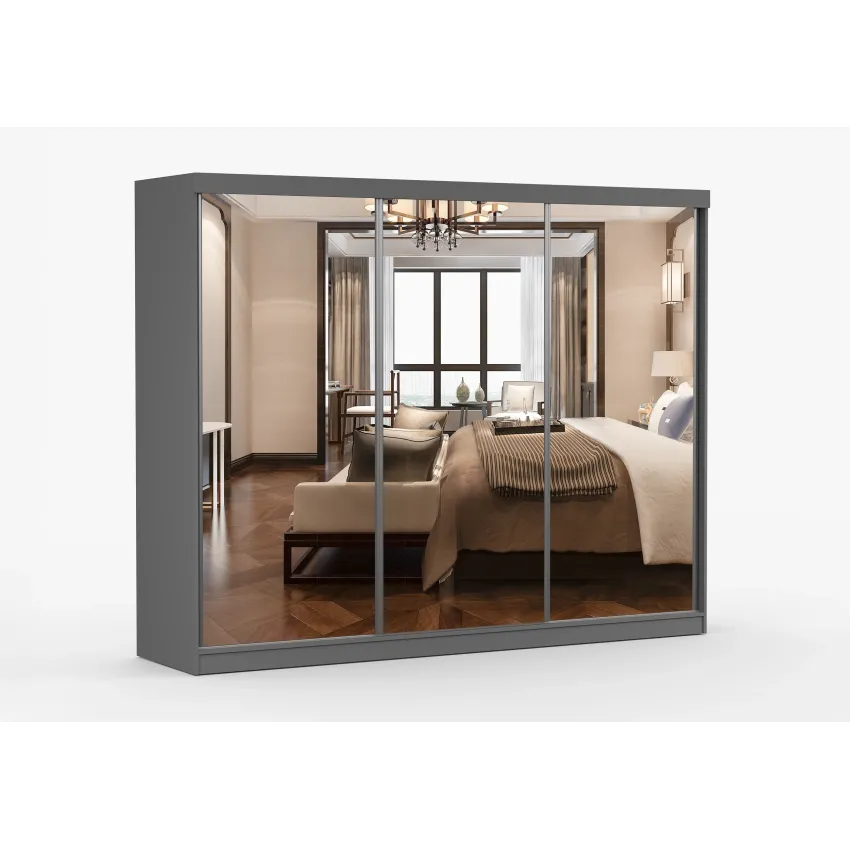Dressing Milan, cu oglinda, 250x215x64 cm, gri