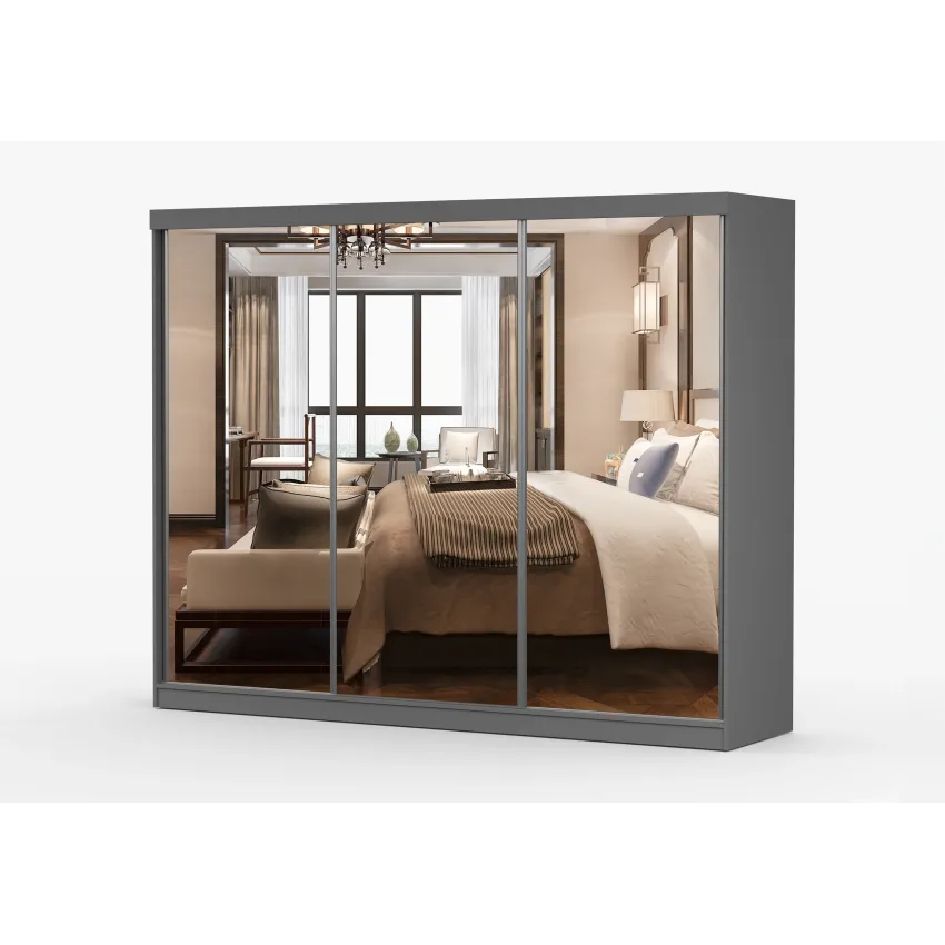 Dressing Milan, cu oglinda, 250x215x64 cm, gri
