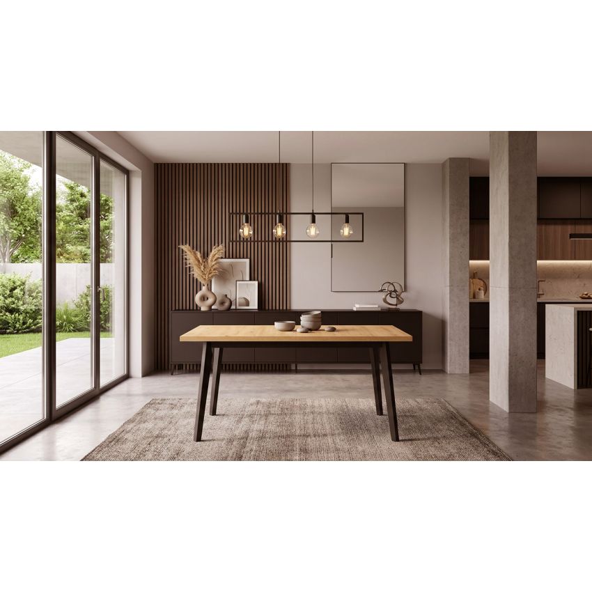 Masa extensibila Oslo5, 80-140/180, negru/stejar artizan